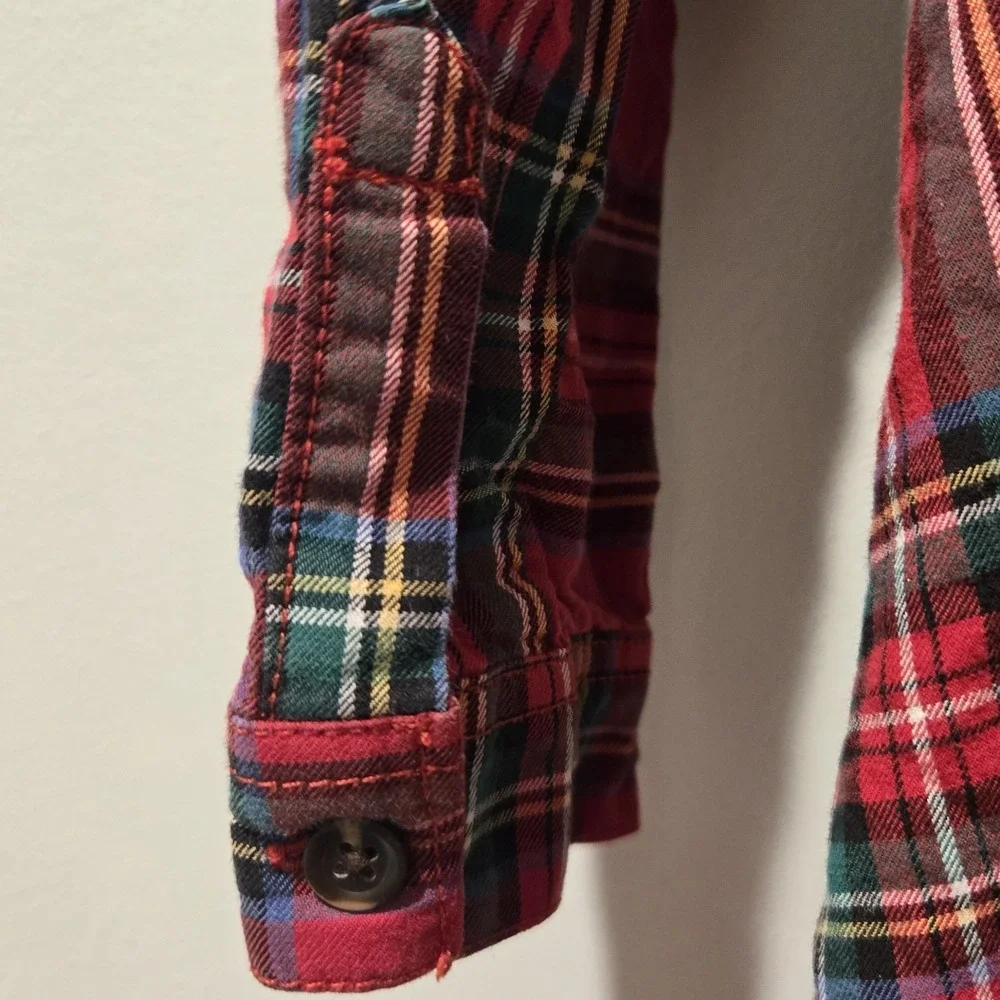 HOPE &‎ HENRY Red Plaid Girls Dress Size 8 Button Front Long Sleeve